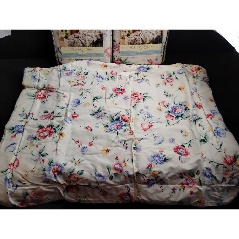 3 Elizabeth Gray Standard Pillow Sham Summer Dream Pattern Floral w Piping Trim